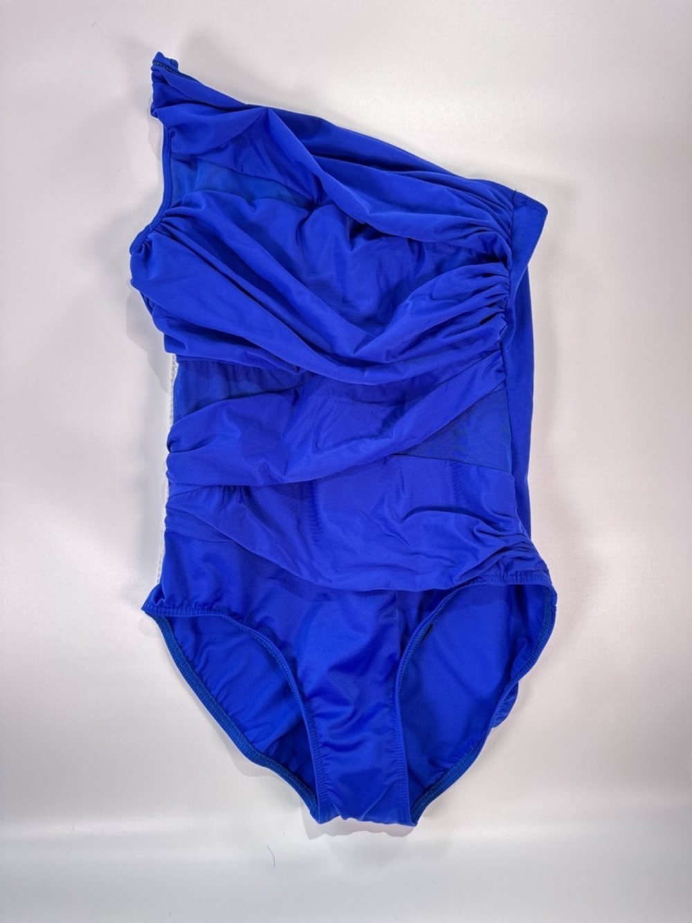 Miraclesuit Womens One Shoulder Swimsuit Blue Ruched Slimming Medium - Picture 3 of 12
